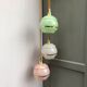 Suspension cascade three lights vintage globes in clichy glass pink white and green