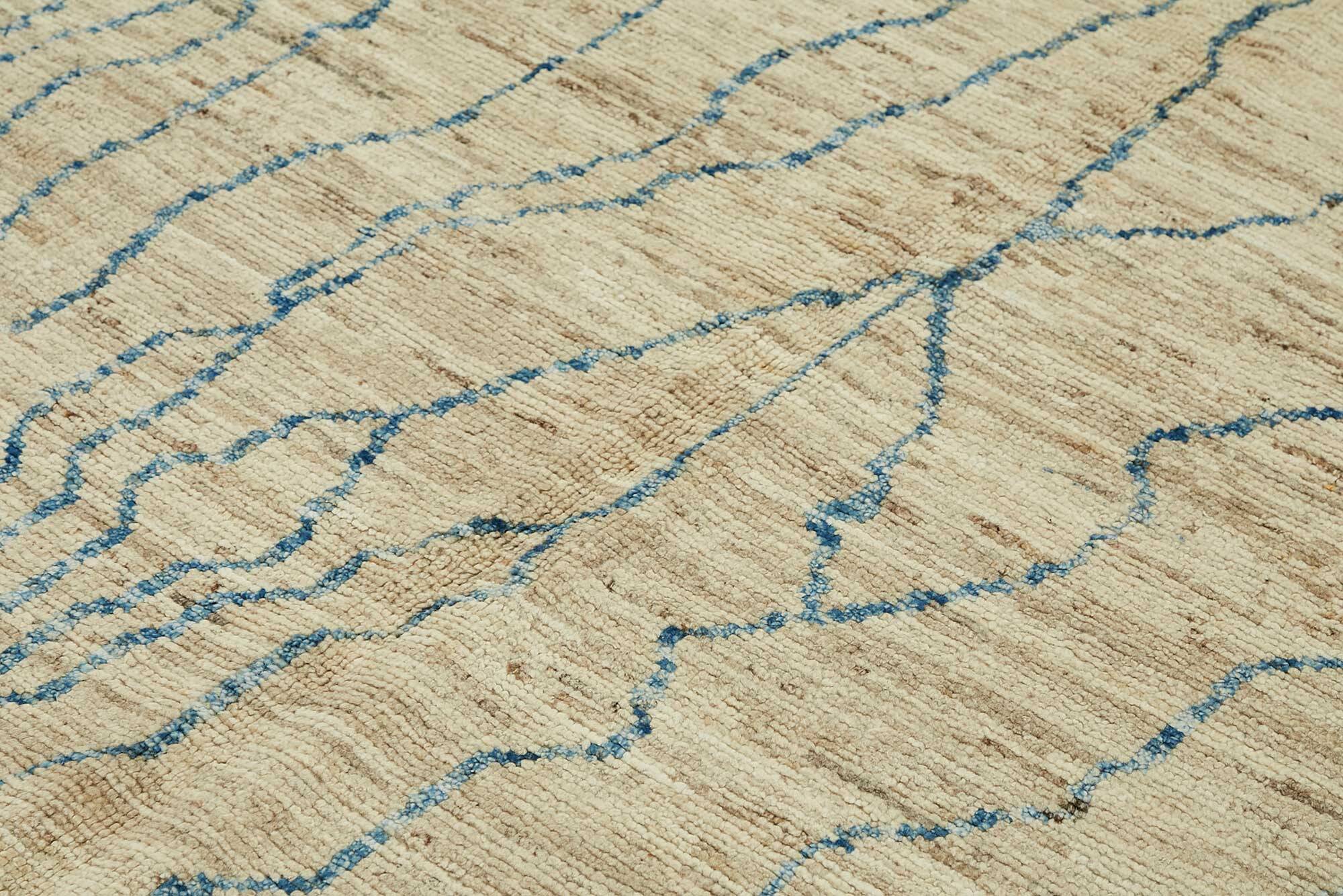 Handwoven Turkish Rustic 212 cm x 311 cm Beige Wool Carpet