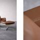 Vintage Mid-Century Danish Modern Brown Leather Swivel Chair and Ottoman