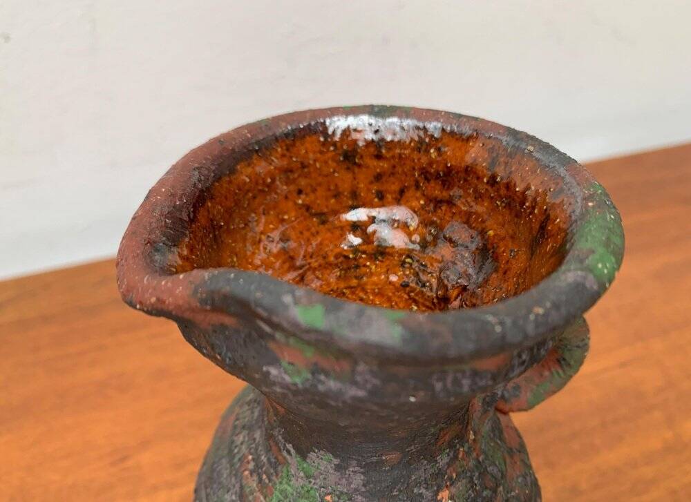 German brutalist carafe vase from the mid-century in the style of Gerhard Liebenthron, 1960s.