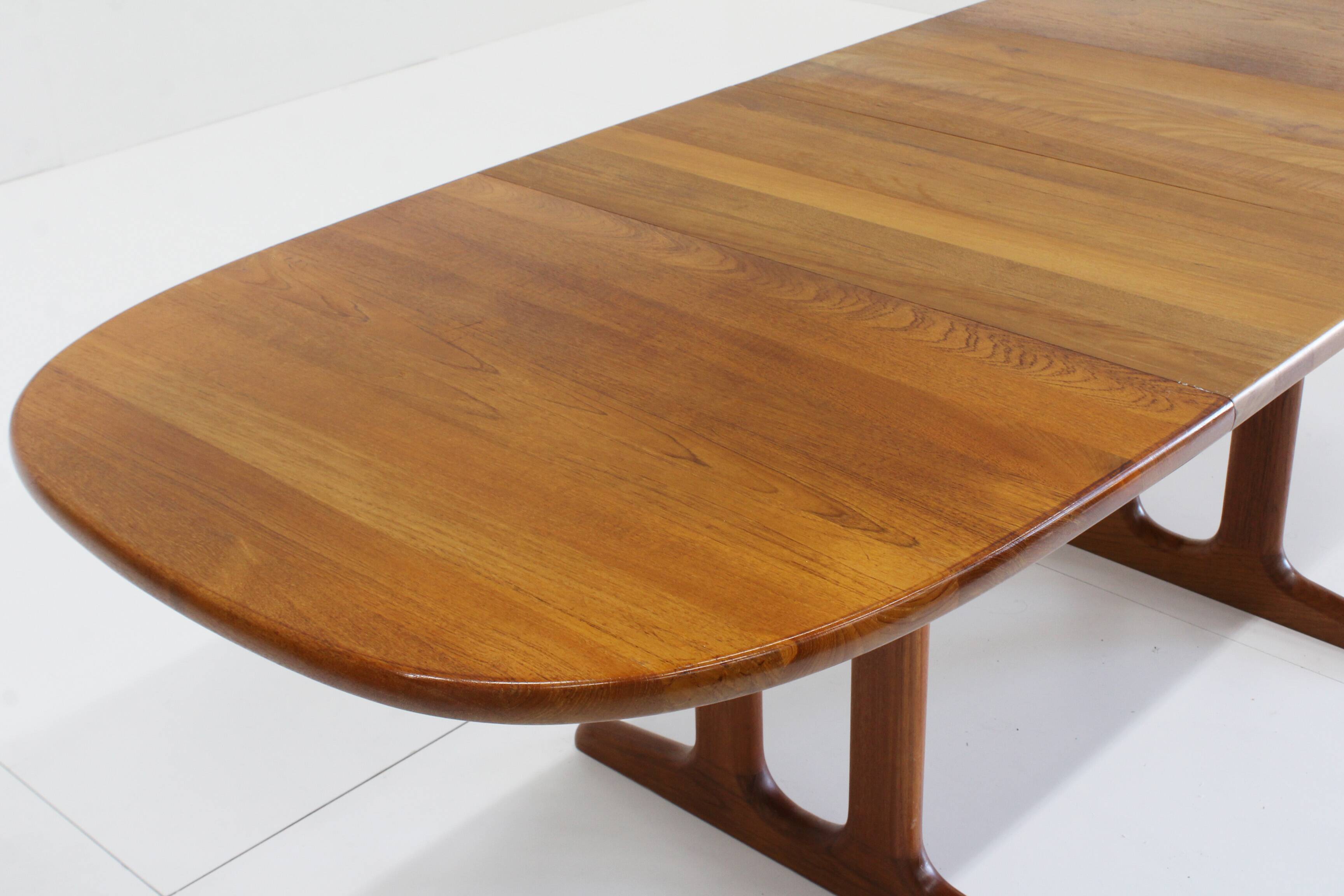 Vintage Glostrup Danish oval extendable dining table solid teak 1960s