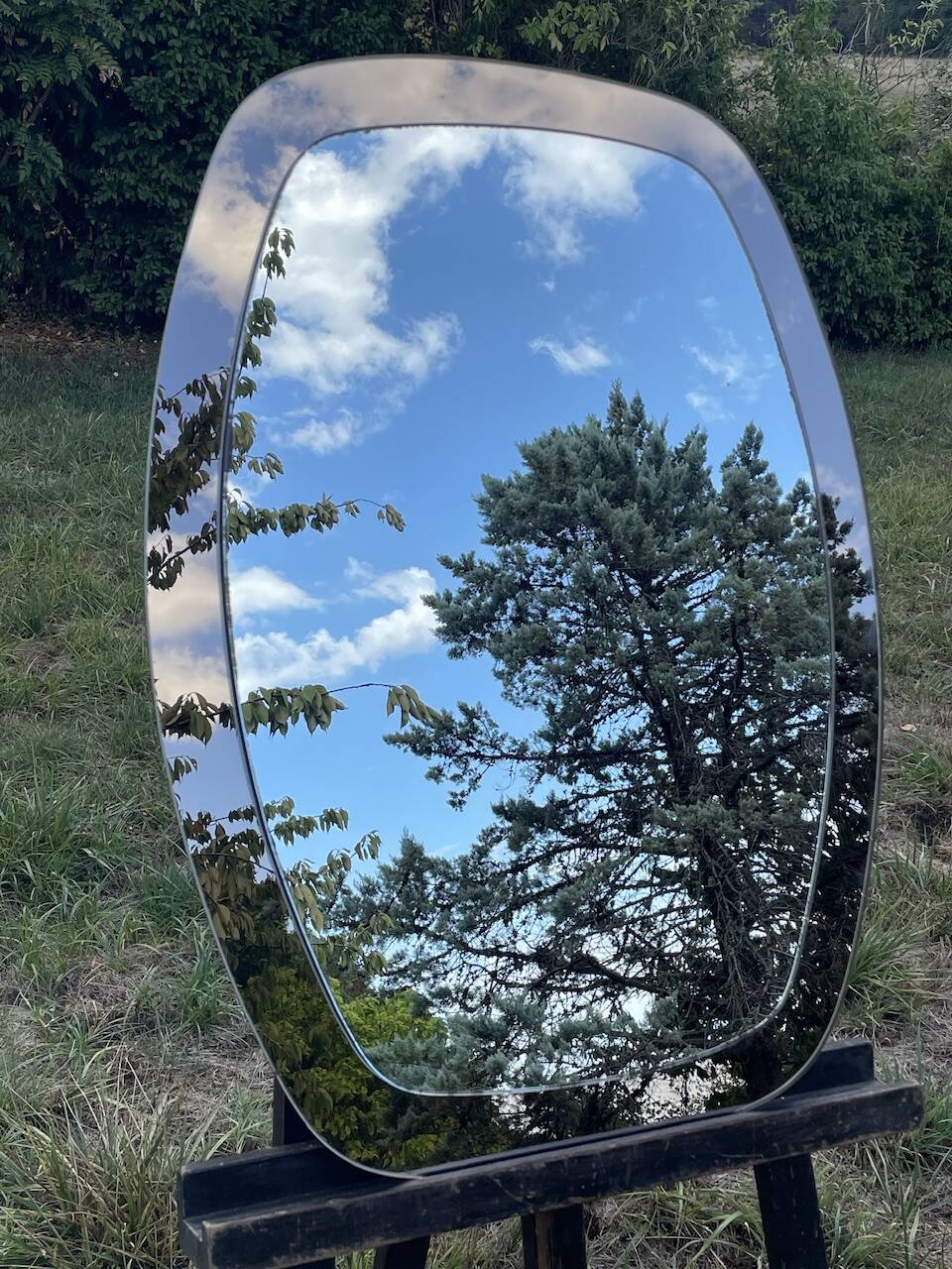 Vintage Wall Mirror, smoked glass, two-tone circa 1980s