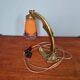 Art Deco bronze and marbled glass desk lamp, Muller brothers, 1920
