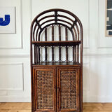 Vintage rattan and caning shelf bookcase