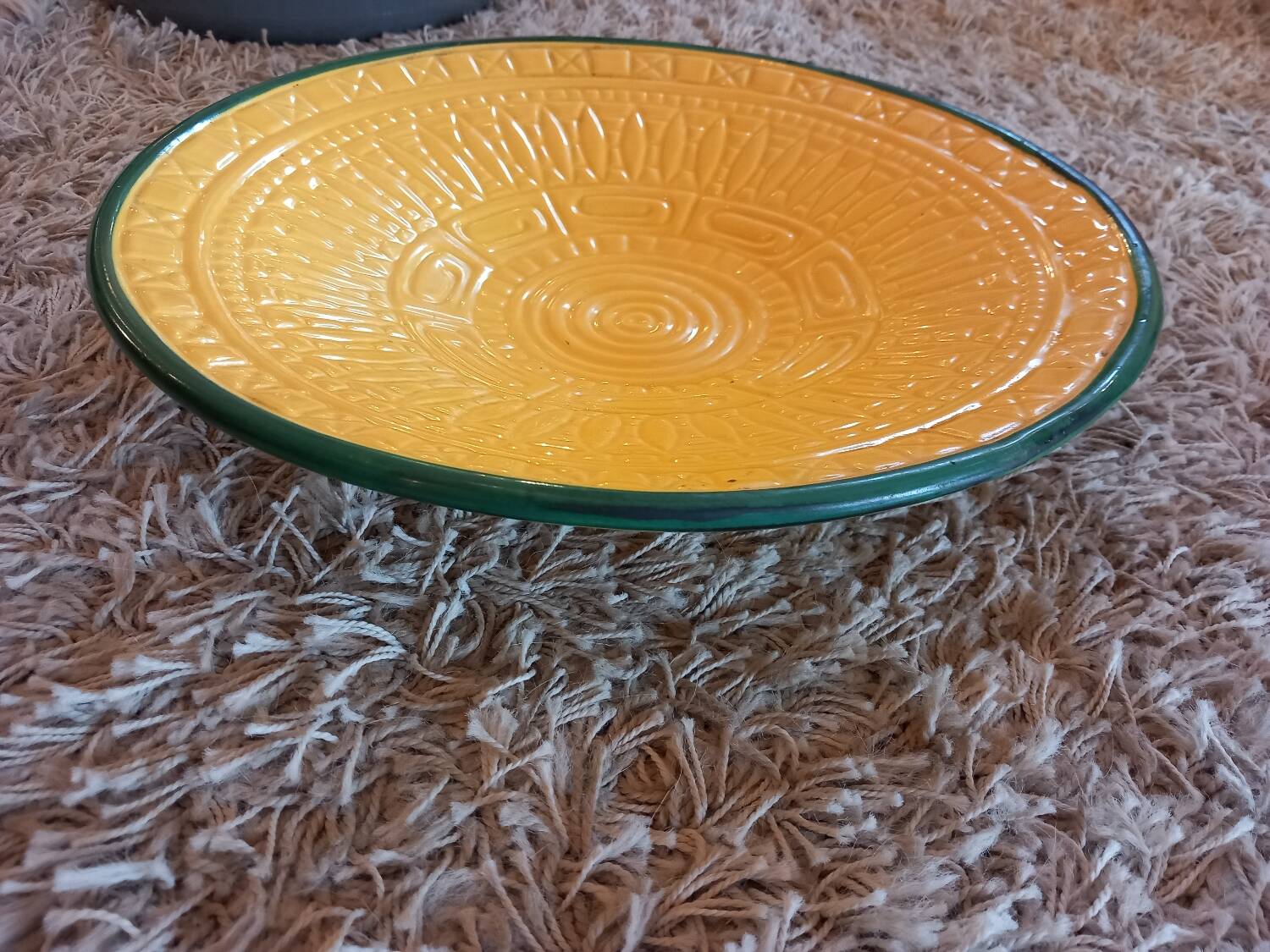 Large round dish. Dieulefit Caves. Vintage