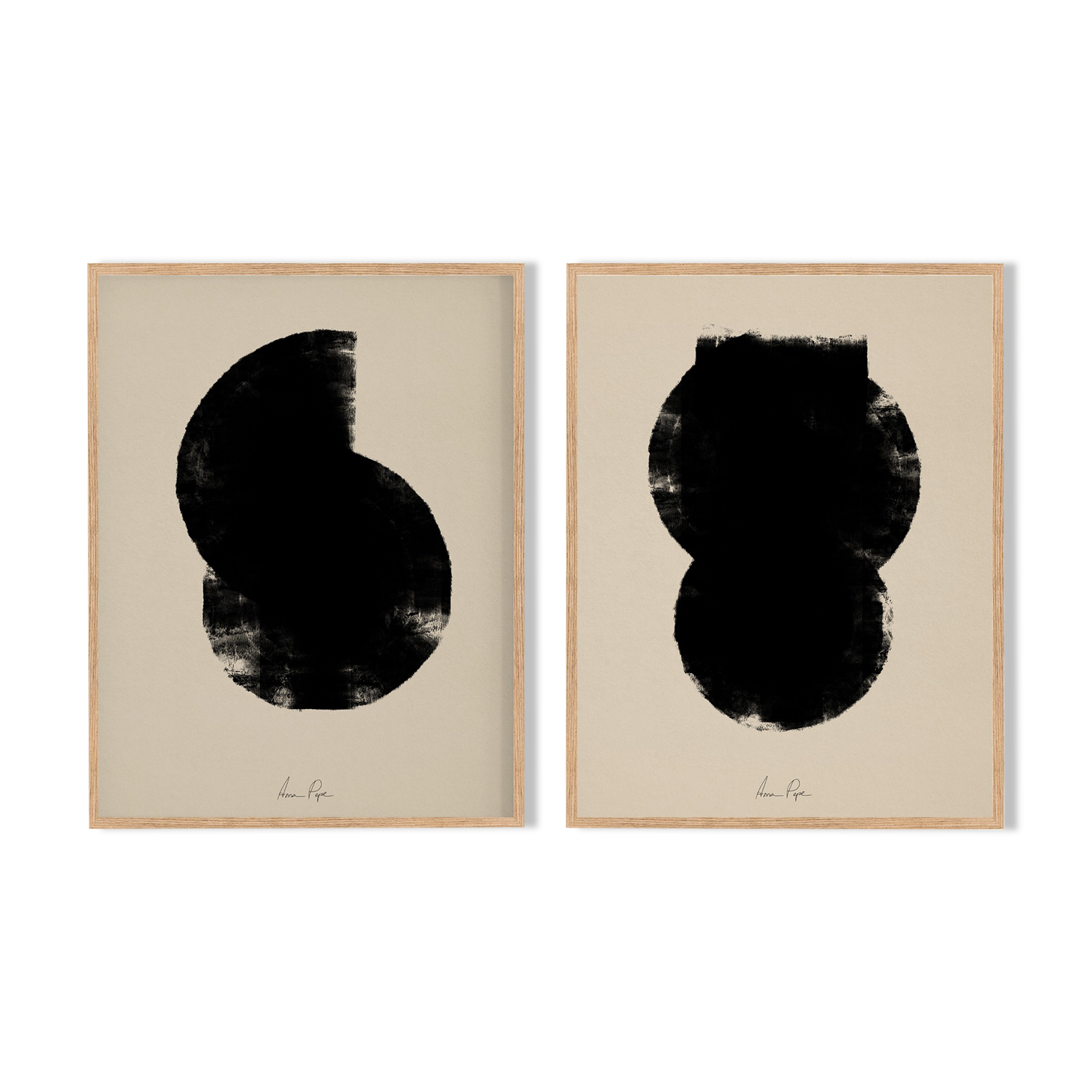 Ensemble encadré de deux impressions giclées abstraites, 50x70
