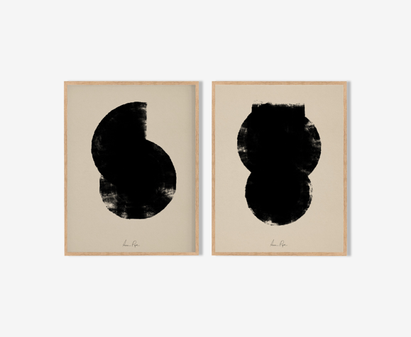 Framed set of two abstract giclee prints, 50x70