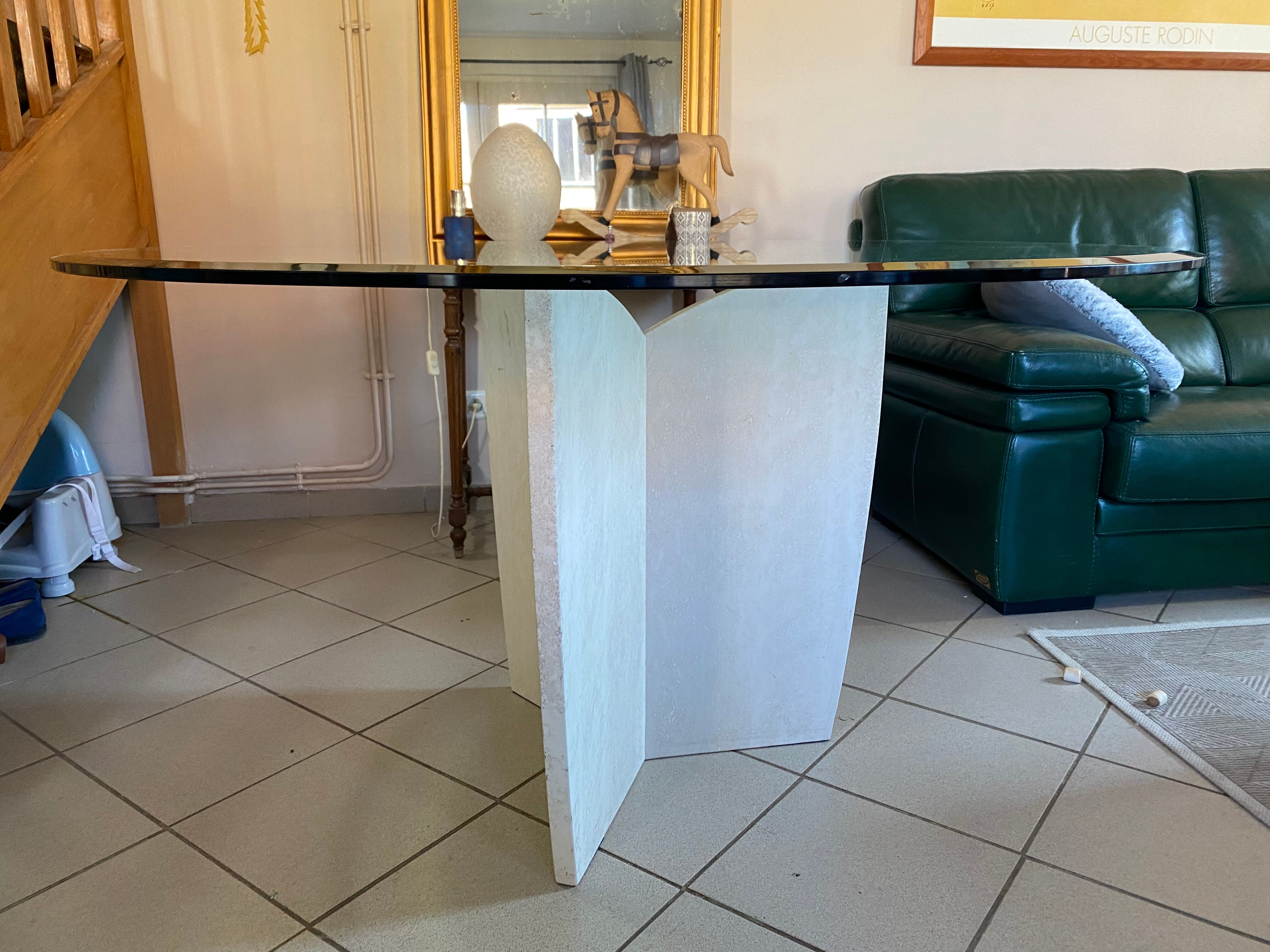 Travertine foot-foot design dining table
