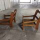 Fauteuils en cuirs et bois vintage
