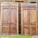 Woodwork Double Walnut Doors with Frame, Double Side XIXth
