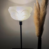 Table lamp with a translucent lampshade, art deco style, mounted on a gilded foot