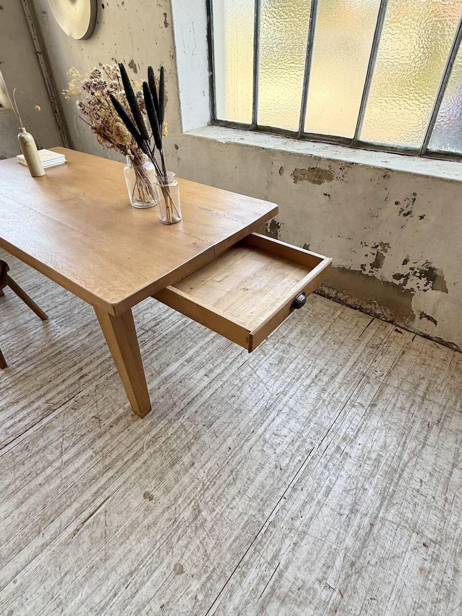 Table de ferme extensible en chêne massif