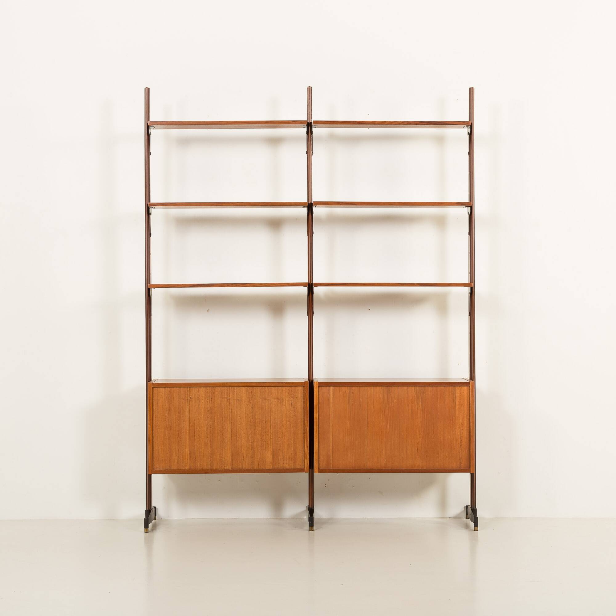 Italian free standing wall unit in teak, 1960s