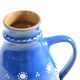 Blue handmade ceramic jug or vase Slovakian Folk Art, circa 1950