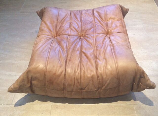 Togo pouffe by Michel Ducaroy for Ligne Roset natural leather