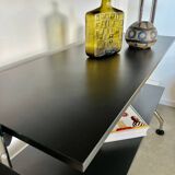 Large tubular bookcase shelves design from the 80s metal and wood vintage bauhaus style
