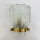 Vintage Hillebrand wall lamp ice glass with brass, 1970s Germany