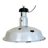 Large Industrial Midcentury Grey Enamel Factory Lamp, 1950s