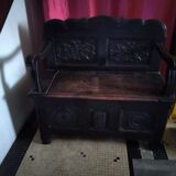 Old Breton enclosed bed chest bench