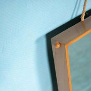 Wooden Japandi Scandinavian mirror from the 70s, minimalist mirror.