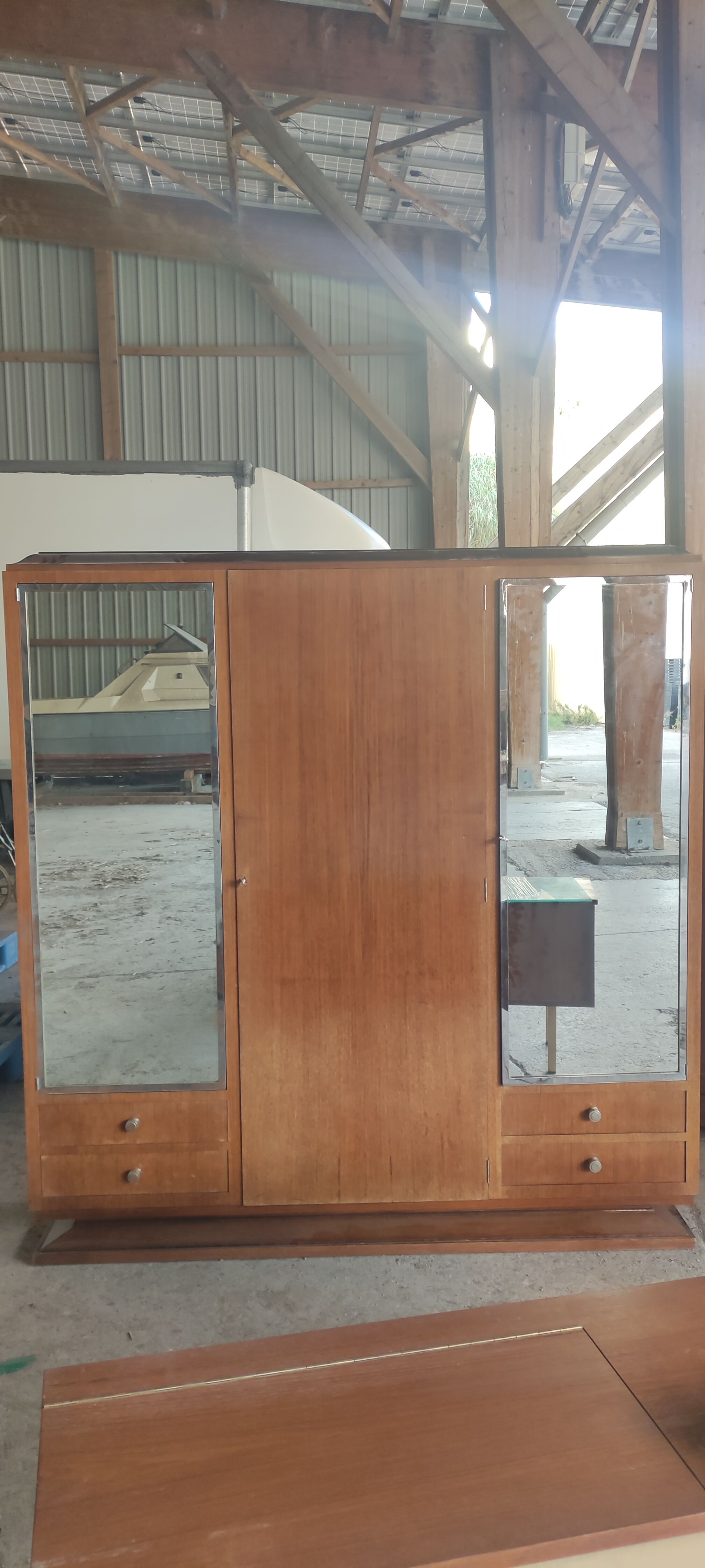 Art deco cabinet 3 doors 4 drawers in place of walnut