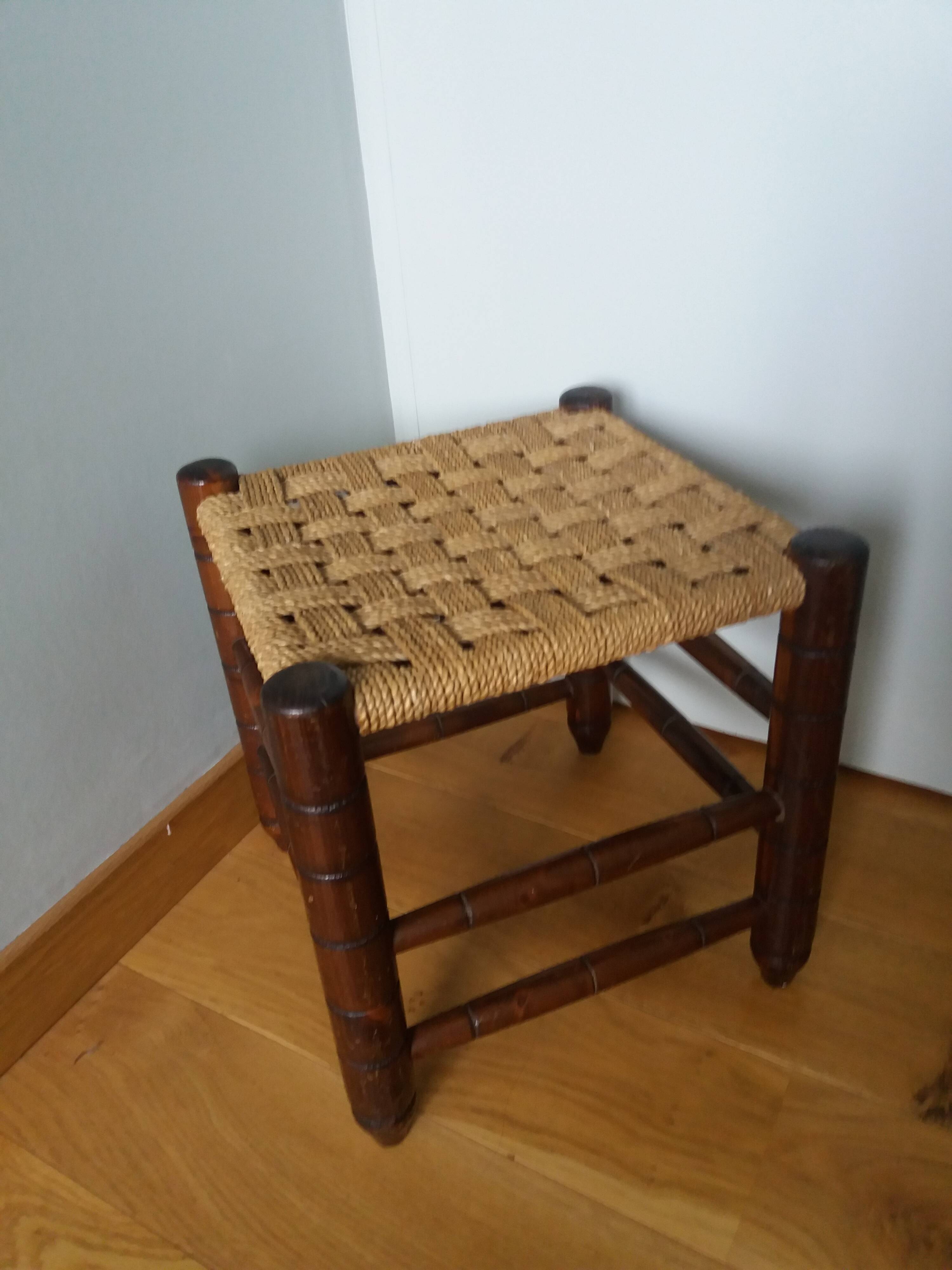 Wooden and rope stool