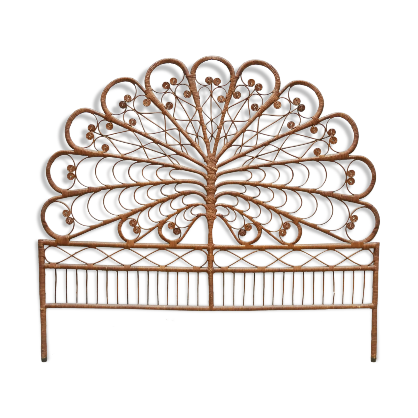 Vintage rattan peacock headboard