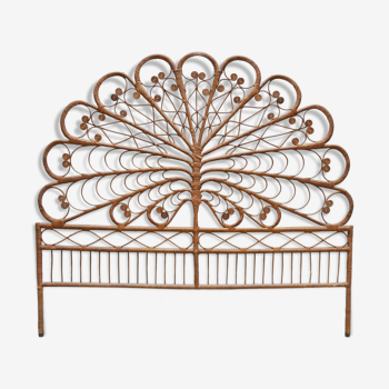 Vintage rattan peacock headboard