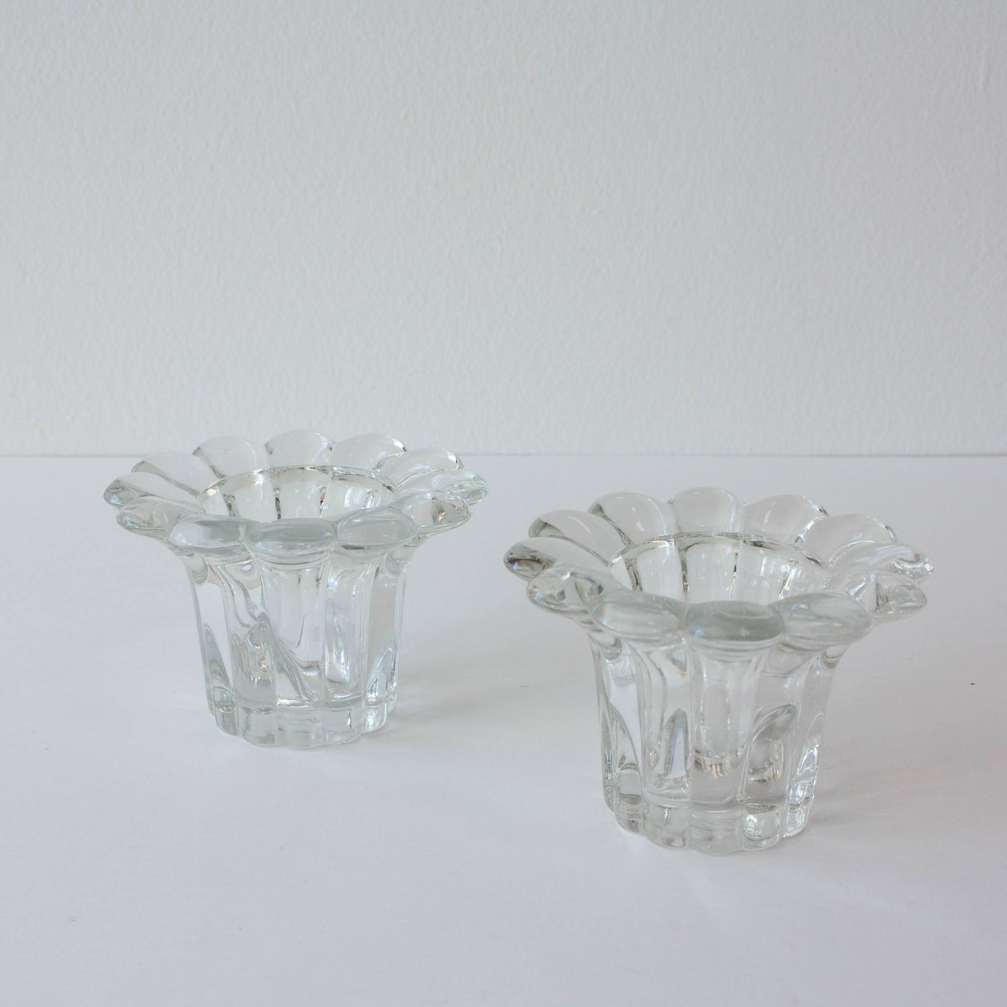 Vintage 1980s Reims-Style Glass Candle Holders