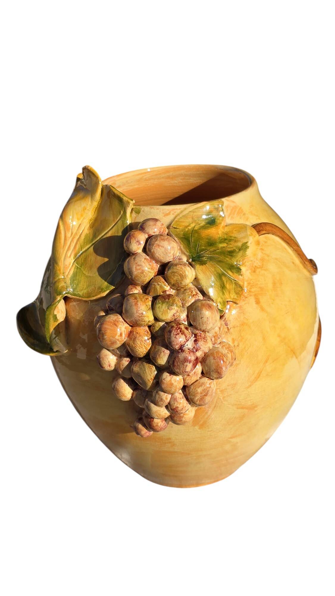 Provencal ceramic vase hand-painted in majolica