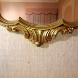 Console with its matching mirror, gold with gold leaf