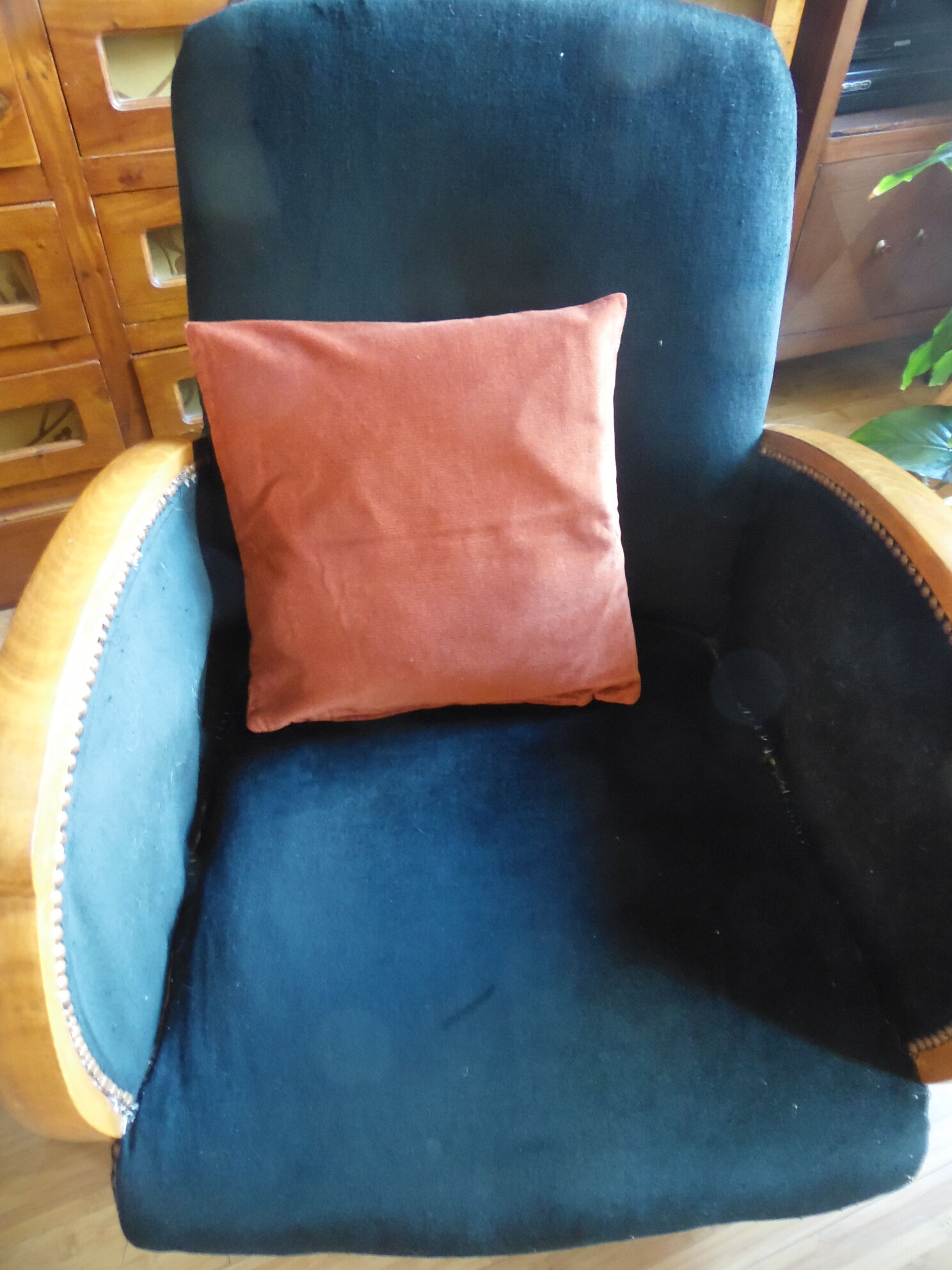 Rust-colored velvet cushion cover