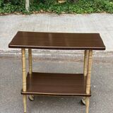 Double-tray rosewood serving trolley on gilded casters, 1970