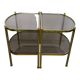 Paire de tables d’appoint en laiton et verre fumant des années 70