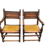 2 paire de fauteuil chaise trône renaissance espagnole