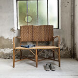Old wicker and rattan bench