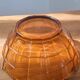 Vintage amber glass fruit bowl with geometric patterns - Art Deco style
