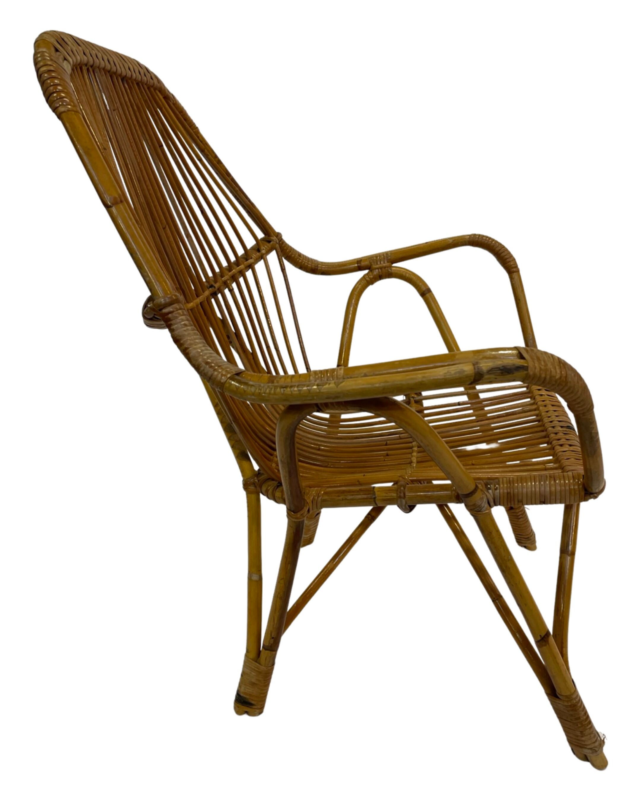 Rattan easy chair by Dirk van Sliedregt Rohe Noordwolde 1960 in the Netherlands