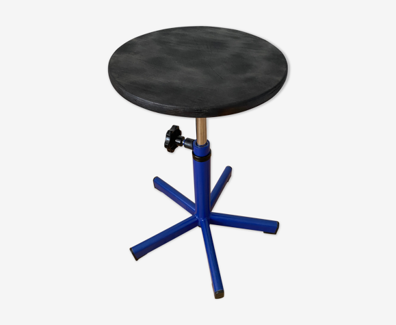 Tabouret industriel bois brûlé
