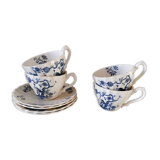 Set of 4 cups and saucers in English earthenware