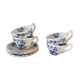 Set of 4 cups and saucers in English earthenware