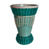 Glass vase and braided scoubidou thread 50s