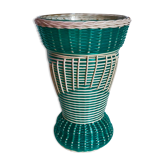 Vase en verre et fil scoubidou tressé années 50