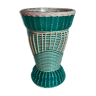 Vase en verre et fil scoubidou tressé années 50