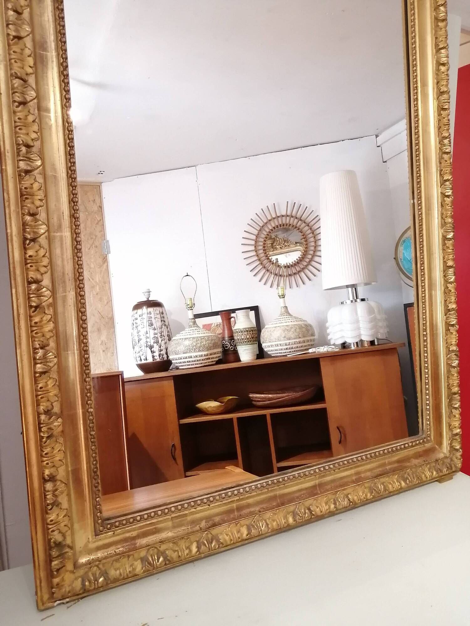Old mirror Louis Philippe with pediment 142x81cm