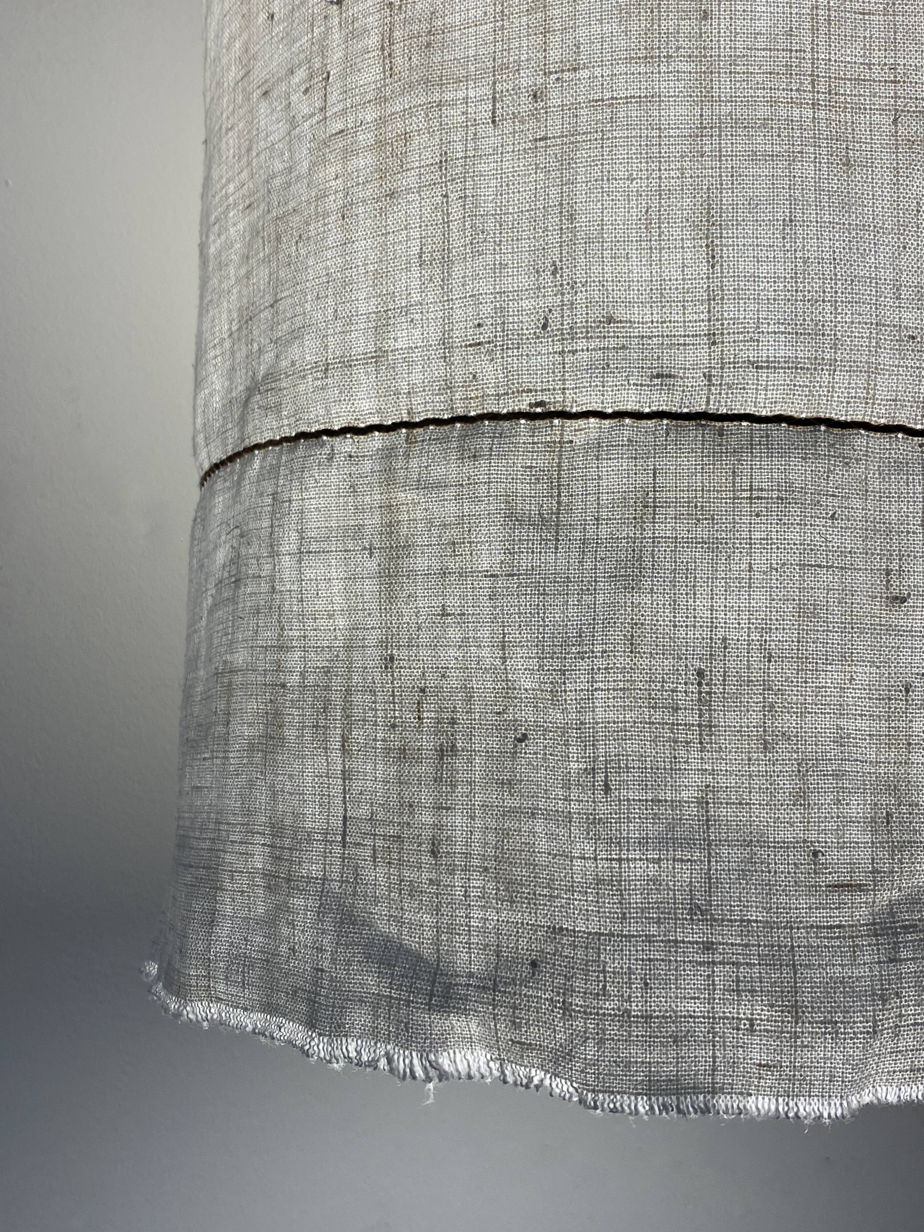 Old linen fabric lampshade suspension