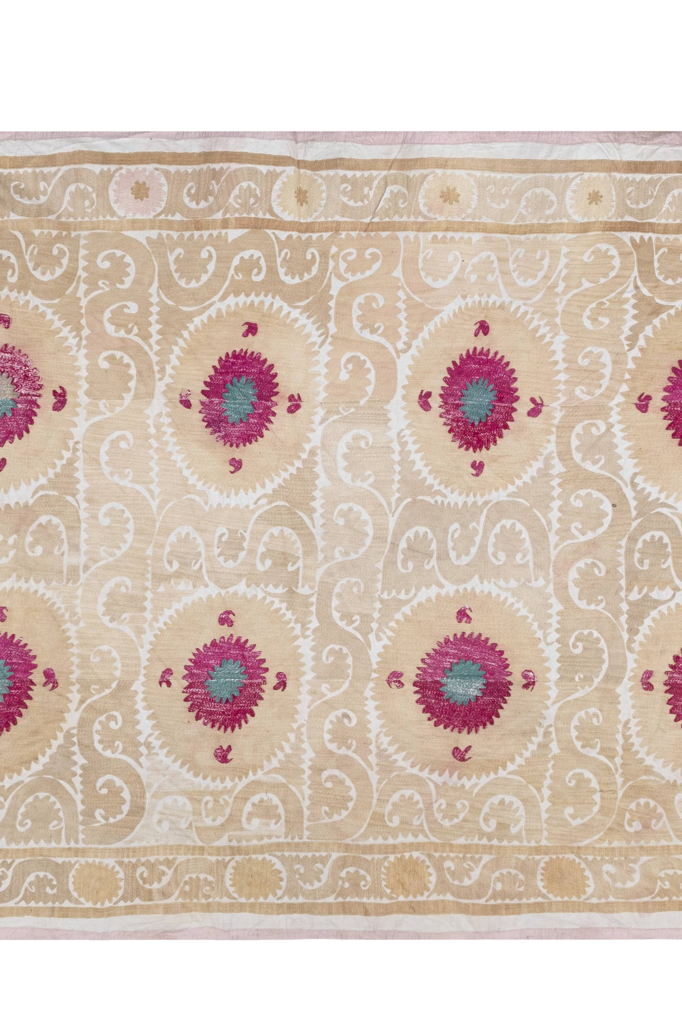 Hand Embroidered Suzani Bedspread 7'9" X 10'10"