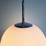 Large pendant lamp in white satin opal glass, Glashütte Limburg, 1970