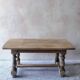 Old farmhouse coffee table in solid oak - turned legs and stretcher.