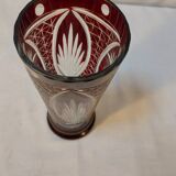 Antique small vase in ruby red Bohemian crystal - Height 21 cm
